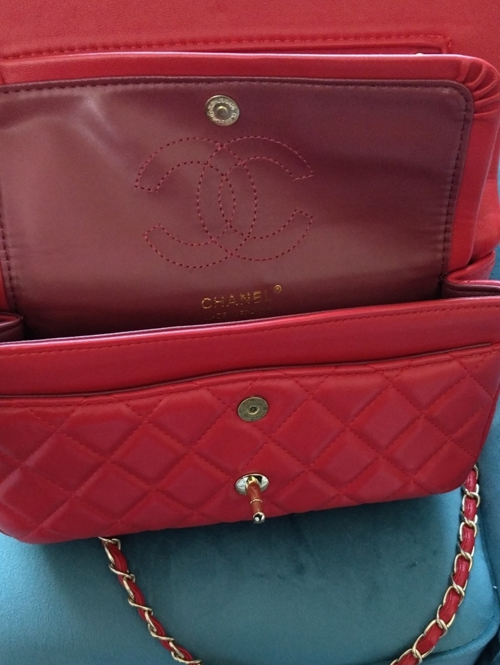 Red Leather Handbag - Picture 6 of 15